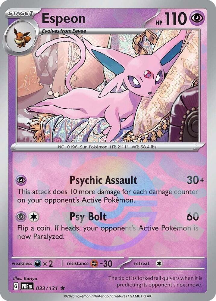 Espeon (033/131) (Poke Ball Pattern) [Scarlet & Violet: Prismatic Evolutions] | Exor Games Bridgewater