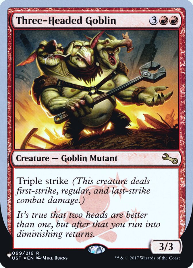 Three-Headed Goblin (Unfinity Foil Edition) [The List] | Exor Games Bridgewater