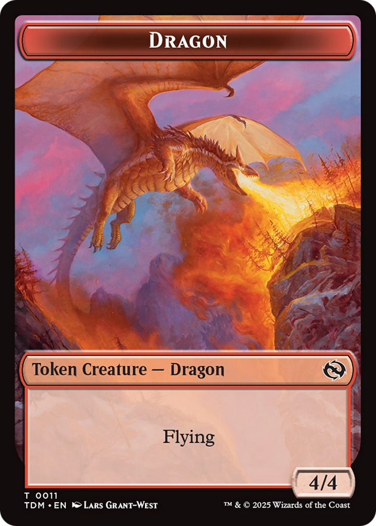 Dragon (0011) // Warrior Double-Sided Token [Tarkir: Dragonstorm Tokens] | Exor Games Bridgewater