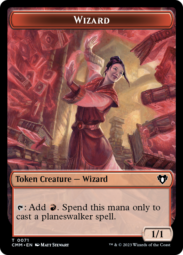 Chandra, Torch of Defiance Emblem // Wizard Double-Sided Token [Commander Masters Tokens] | Exor Games Bridgewater