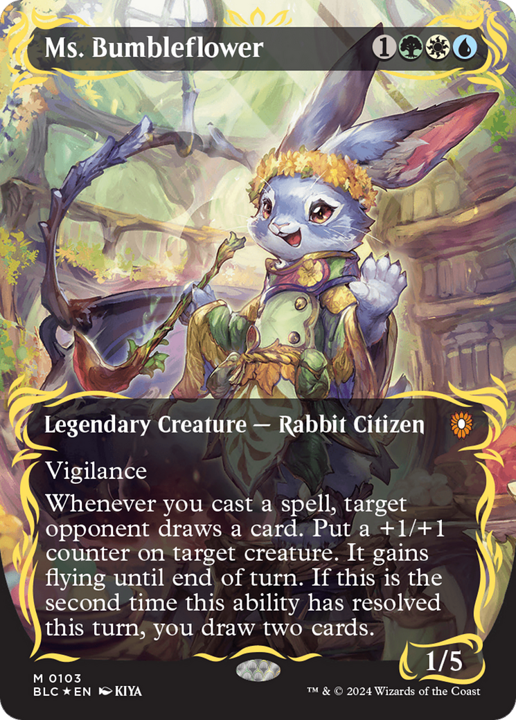 Ms. Bumbleflower (Borderless) (Raised Foil) [Bloomburrow Commander] | Exor Games Bridgewater