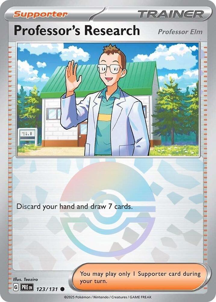 Professor's Research (123/131) [Professor Elm] (Poke Ball Pattern) [Scarlet & Violet: Prismatic Evolutions] | Exor Games Bridgewater