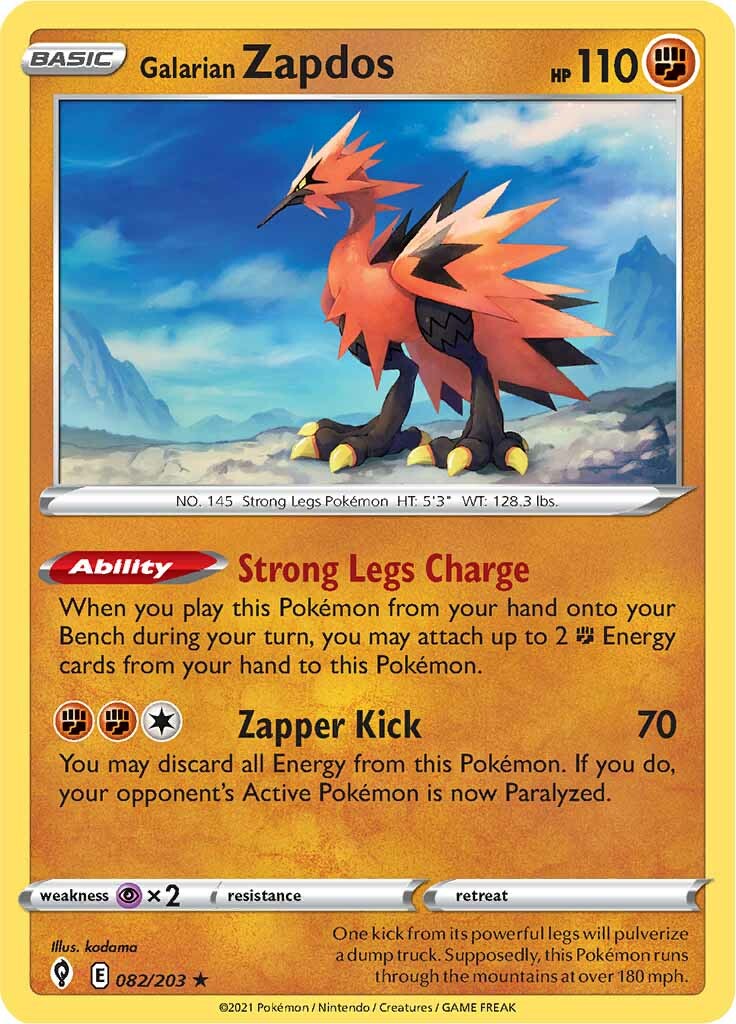 Galarian Zapdos (082/203) [Sword & Shield: Evolving Skies] | Exor Games Bridgewater