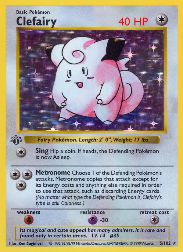 Clefairy (5/102) (Shadowless) [Base Set 1st Edition] | Exor Games Bridgewater