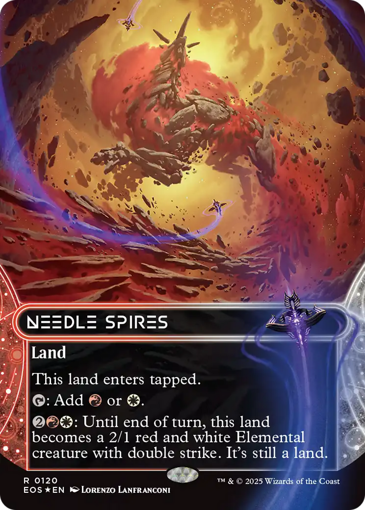 Needle Spires (0120) (Borderless) (Galaxy Foil) [Edge of Eternities: Stellar Sights] | Exor Games Bridgewater
