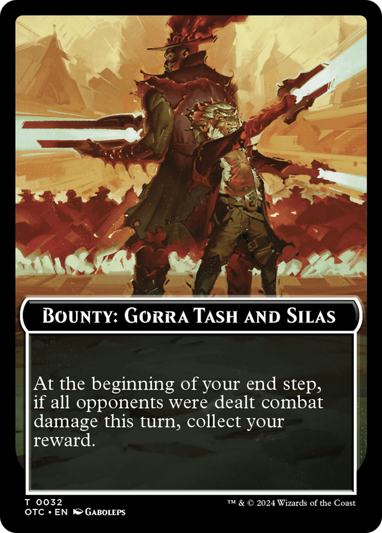 Bounty: Gorra Tash and Silas // Bounty Rules Double-Sided Token [Outlaws of Thunder Junction Commander Tokens] | Exor Games Bridgewater