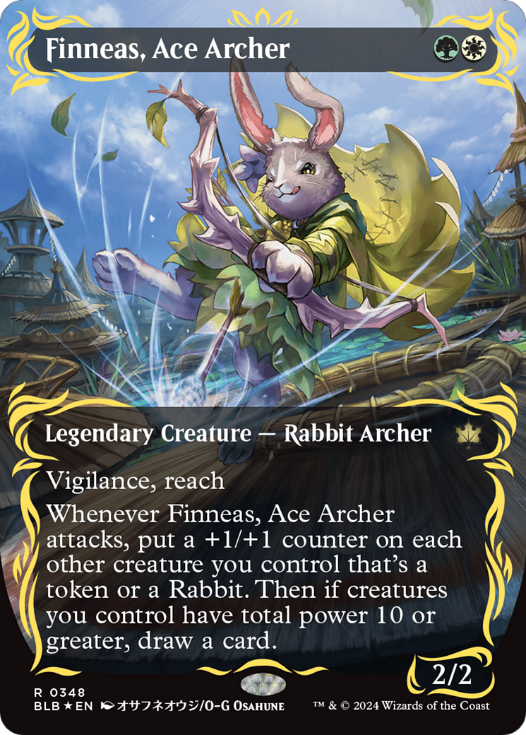 Finneas, Ace Archer (Borderless) (Raised Foil) [Bloomburrow] | Exor Games Bridgewater