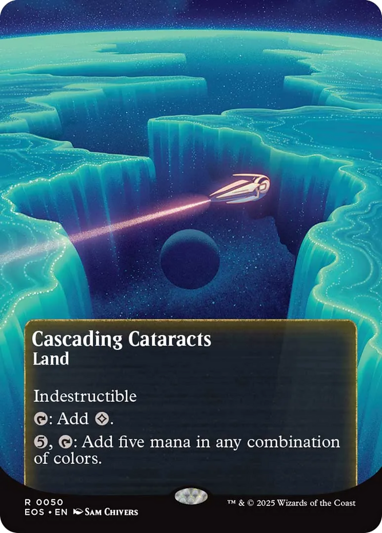 Cascading Cataracts Art Card (50/54) (Gold-Stamped Signature) [Edge of Eternities Art Series] | Exor Games Bridgewater