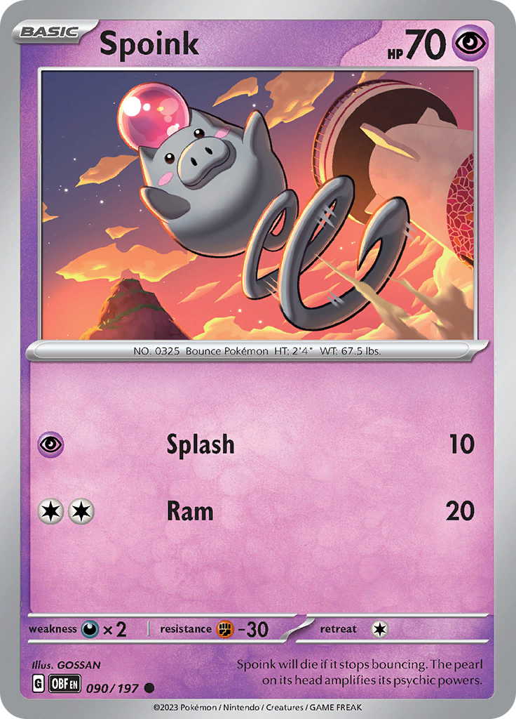 Spoink (090/197) [Scarlet & Violet: Obsidian Flames] | Exor Games Bridgewater