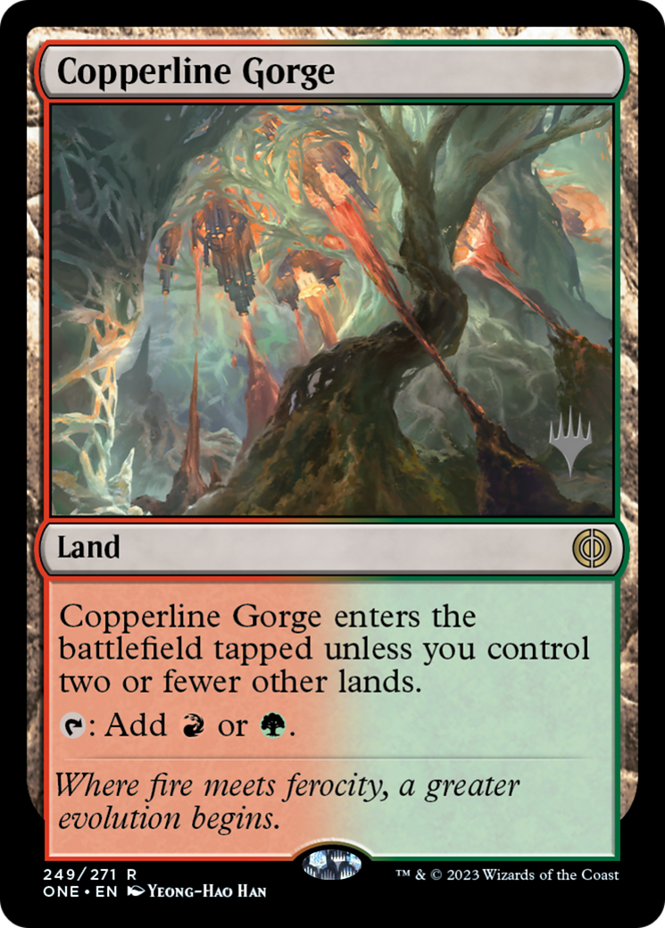 Copperline Gorge (Promo Pack) [Phyrexia: All Will Be One Promos] | Exor Games Bridgewater