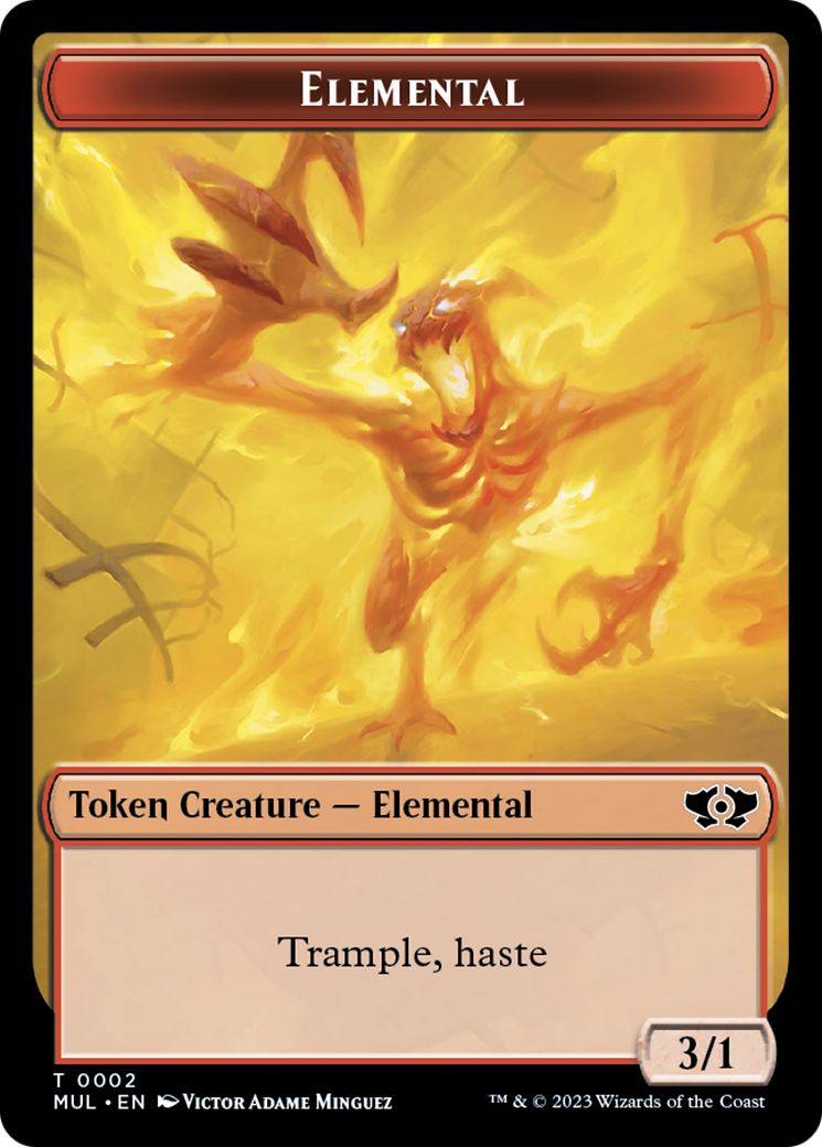 Elemental (2) // Teferi Akosa of Zhalfir Emblem Double-Sided Token [March of the Machine Tokens] | Exor Games Bridgewater