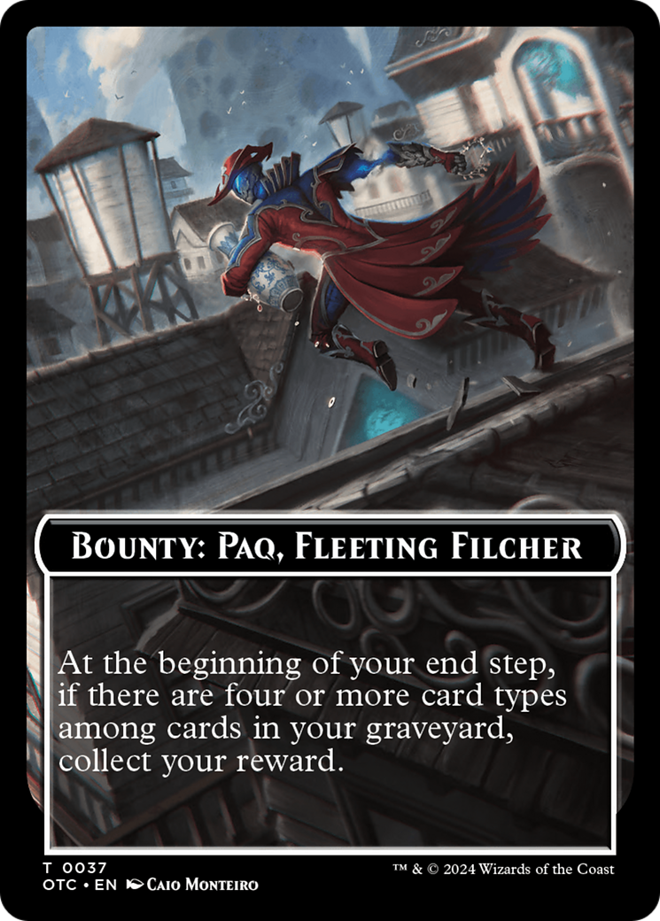 Bounty: Paq, Fleeting Filcher // Bounty Rules Double-Sided Token [Outlaws of Thunder Junction Commander Tokens] | Exor Games Bridgewater