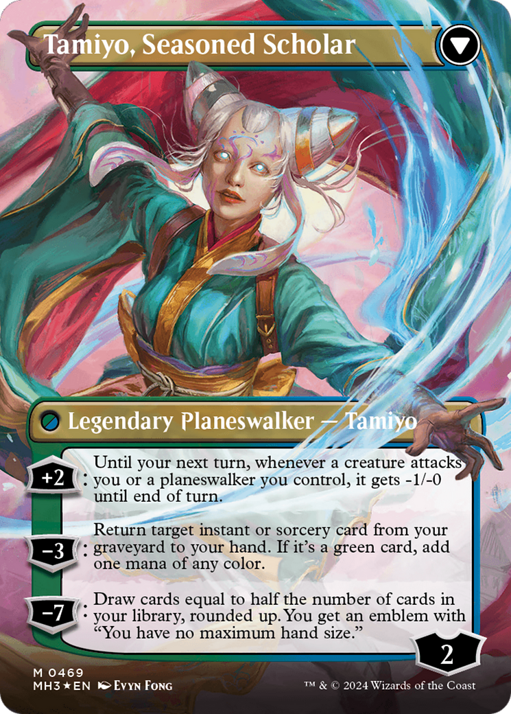 Tamiyo, Inquisitive Student // Tamiyo, Seasoned Scholar (Borderless) (Textured Foil) [Modern Horizons 3] | Exor Games Bridgewater