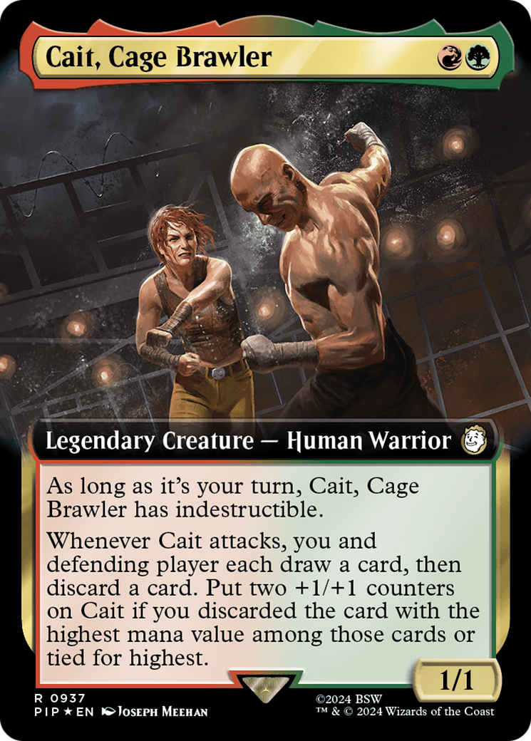 Cait, Cage Brawler (Extended Art) (Surge Foil) [Fallout] | Exor Games Bridgewater