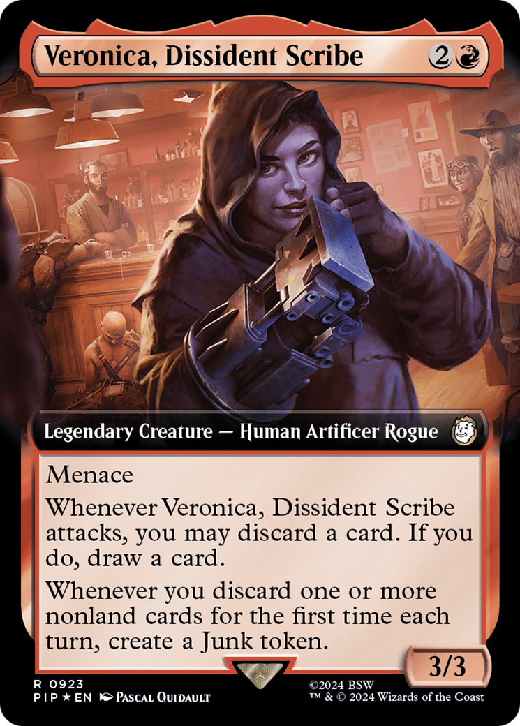 Veronica, Dissident Scribe (Extended Art) (Surge Foil) [Fallout] | Exor Games Bridgewater