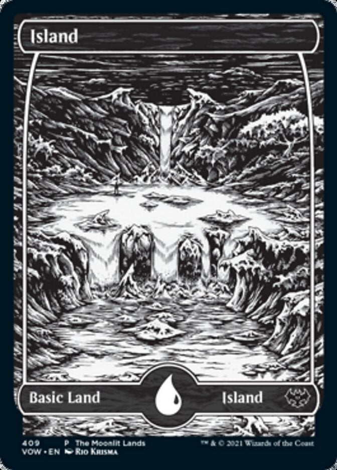 Island (The Moonlit Lands) (Foil Etched) [Innistrad: Crimson Vow Promos] | Exor Games Bridgewater