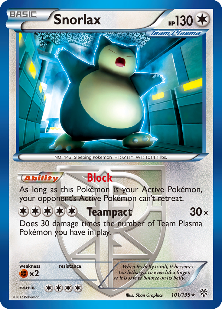 Snorlax (101/135) [Black & White: Plasma Storm] | Exor Games Bridgewater