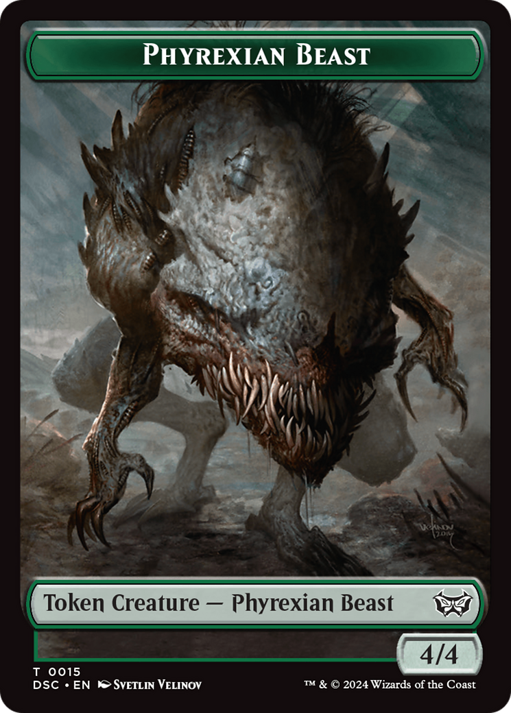 Phyrexian Beast //Manifest Double-Sided Token [Duskmourn: House of Horror Commander Tokens] | Exor Games Bridgewater