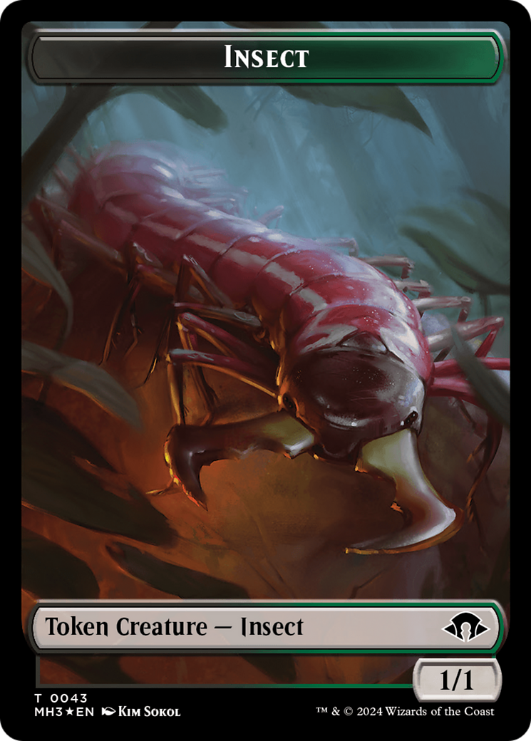 Insect (0043) (Ripple Foil) // Zombie Double-Sided Token [Modern Horizons 3 Tokens] | Exor Games Bridgewater