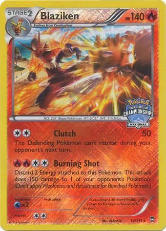 Blaziken (14/111) (National Championship Promo) [XY: Furious Fists] | Exor Games Bridgewater