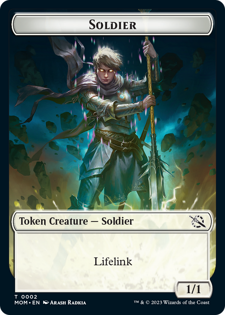 Soldier // Teferi Akosa of Zhalfir Emblem Double-Sided Token [March of the Machine Tokens] | Exor Games Bridgewater