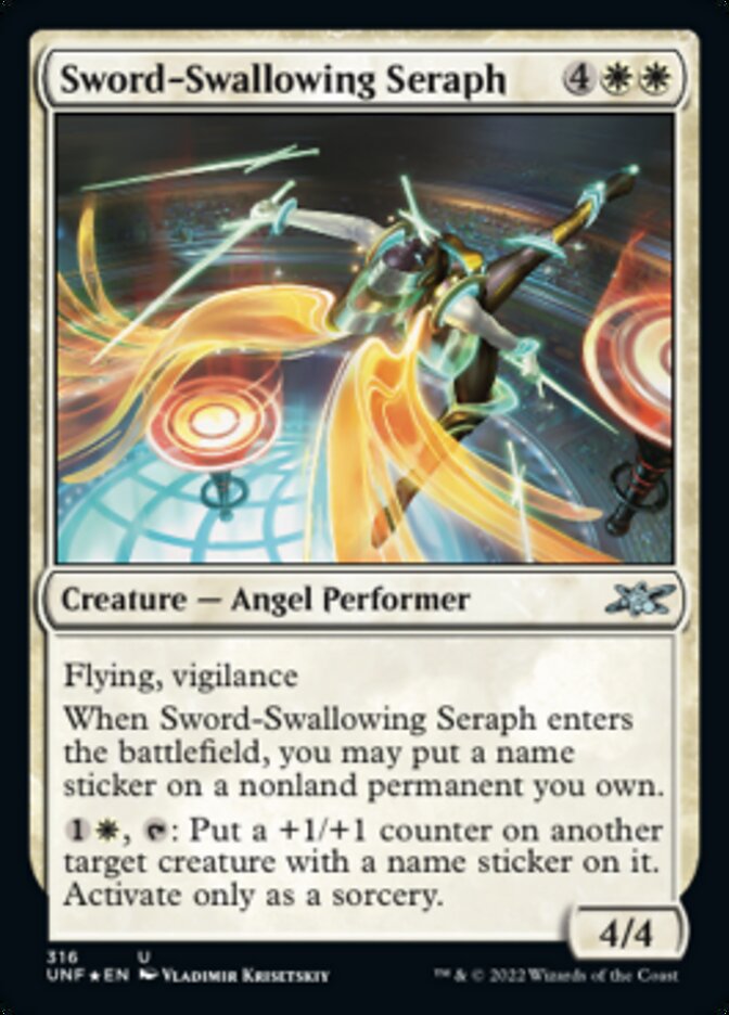 Sword-Swallowing Seraph (Galaxy Foil) [Unfinity] | Exor Games Bridgewater