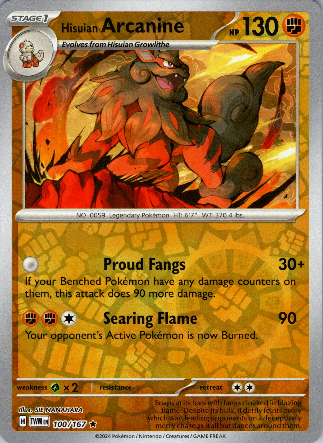 Hisuian Arcanine (100/167) [Scarlet & Violet: Twilight Masquerade] | Exor Games Bridgewater