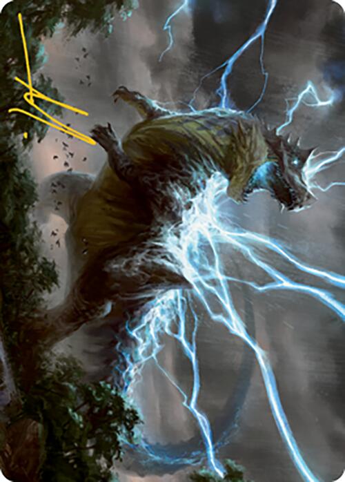 Thrasta, Tempest's Roar Art Card (41) (Gold-Stamped Signature) [Modern Horizons 2 Art Series] | Exor Games Bridgewater