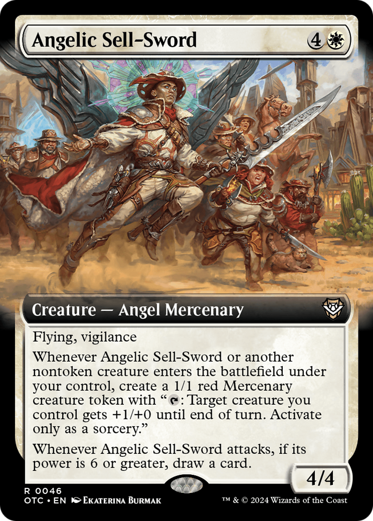 Angelic Sell-Sword (Extended Art) [Outlaws of Thunder Junction Commander] | Exor Games Bridgewater