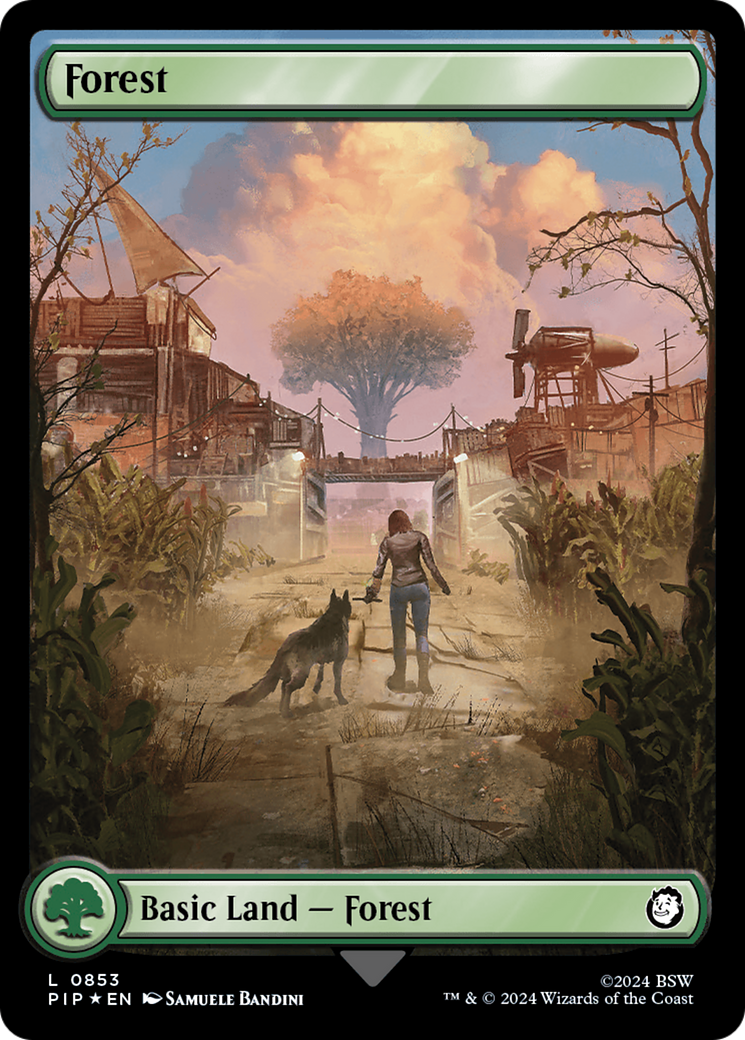 Forest (0853) (Surge Foil) [Fallout] | Exor Games Bridgewater