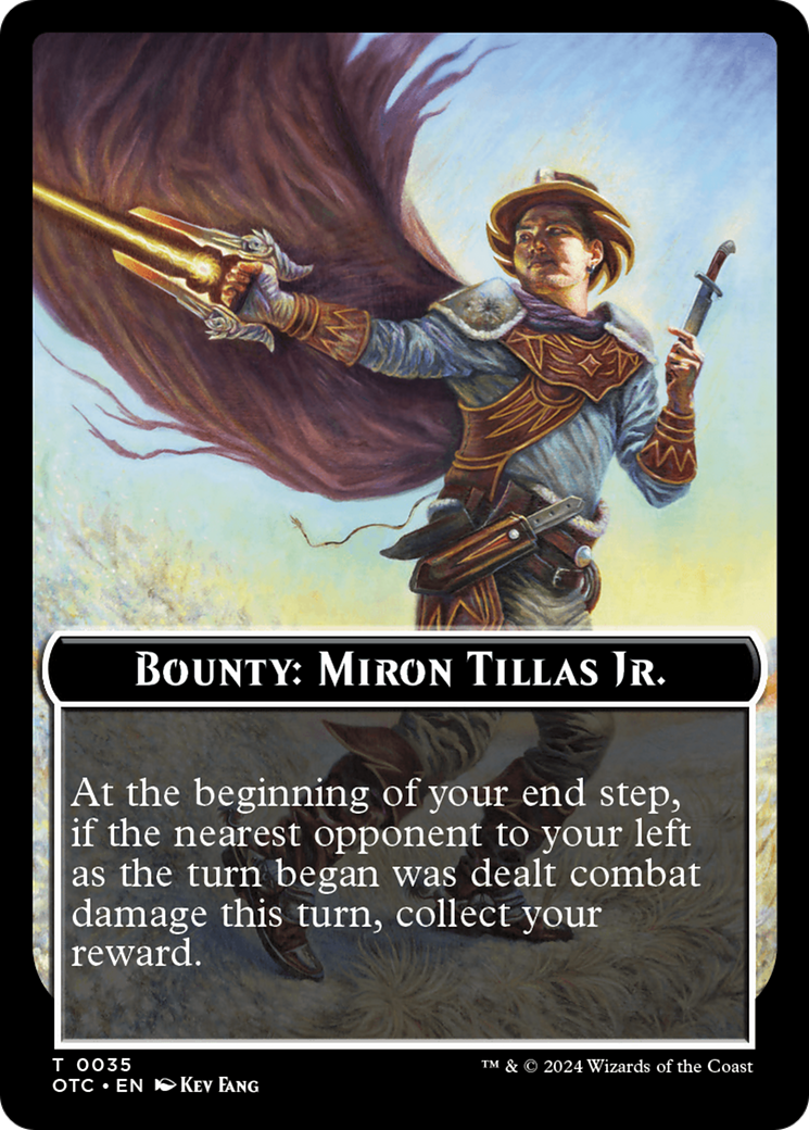 Bounty: Miron Tillas Jr. // Bounty Rules Double-Sided Token [Outlaws of Thunder Junction Commander Tokens] | Exor Games Bridgewater