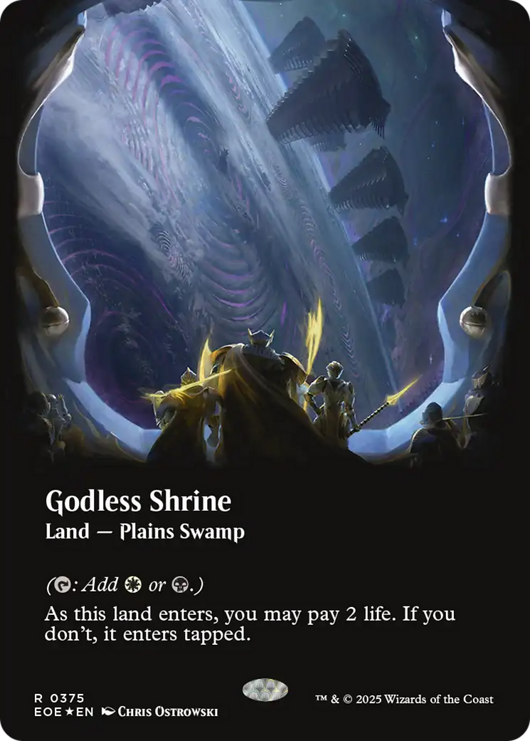 Godless Shrine (Borderless) (Galaxy Foil) [Edge of Eternities] | Exor Games Bridgewater