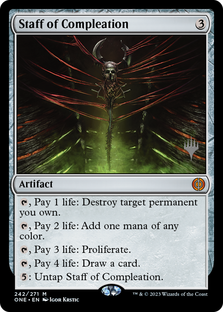 Staff of Compleation (Promo Pack) [Phyrexia: All Will Be One Promos] | Exor Games Bridgewater