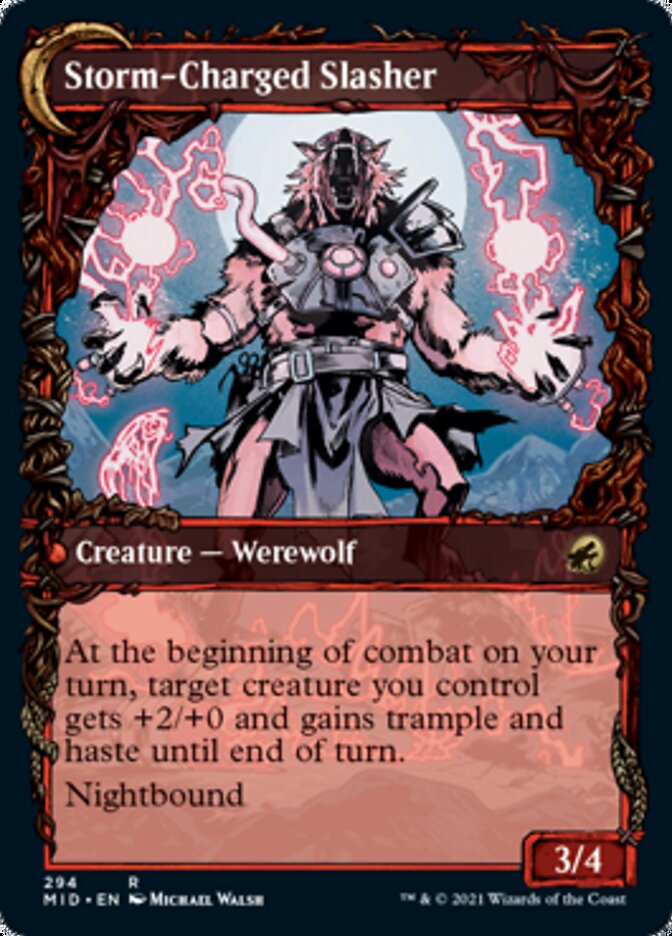 Reckless Stormseeker // Storm-Charged Slasher (Showcase Equinox) [Innistrad: Midnight Hunt] | Exor Games Bridgewater