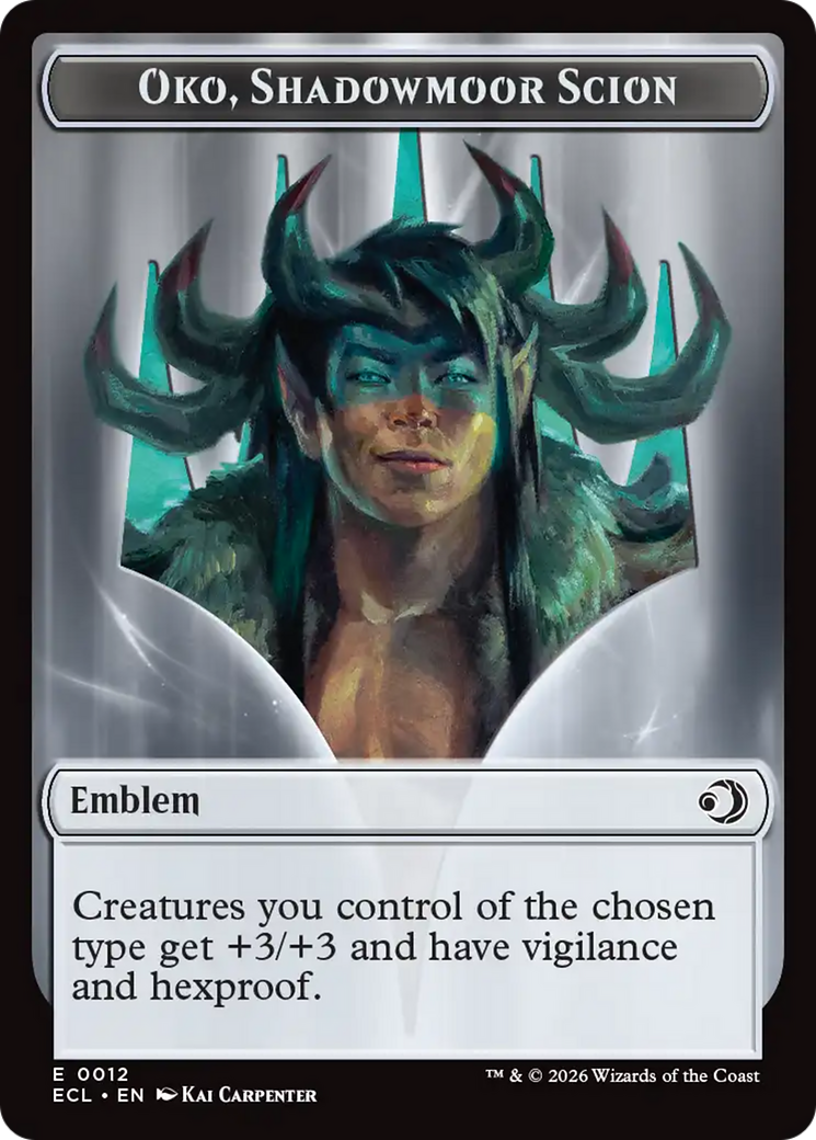Elk // Emblem - Oko, Shadowmoor Scion Double-Sided Token [Lorwyn Eclipsed Tokens] | Exor Games Bridgewater