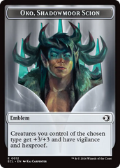 Elk // Emblem - Oko, Shadowmoor Scion Double-Sided Token [Lorwyn Eclipsed Tokens] | Exor Games Bridgewater