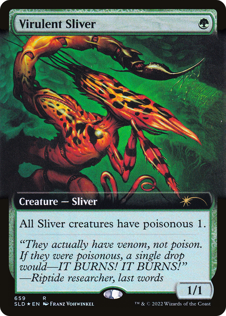 Virulent Sliver (Extended Art) (Step-and-Compleat Foil) [Secret Lair Drop Promos] | Exor Games Bridgewater