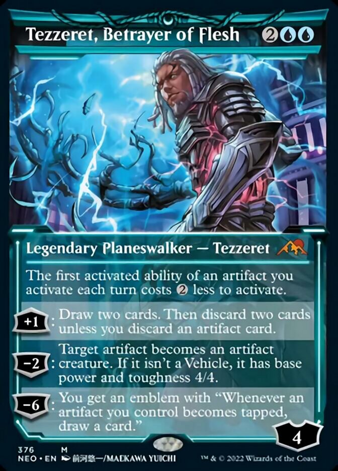 Tezzeret, Betrayer of Flesh (Showcase Soft Glow) [Kamigawa: Neon Dynasty] | Exor Games Bridgewater