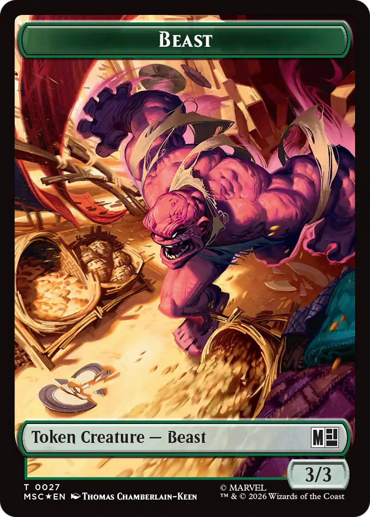 Rhino (029) // Beast (027) Double-Sided Token (Surge Foil) [Marvel Super Heroes Commander Tokens] | Exor Games Bridgewater