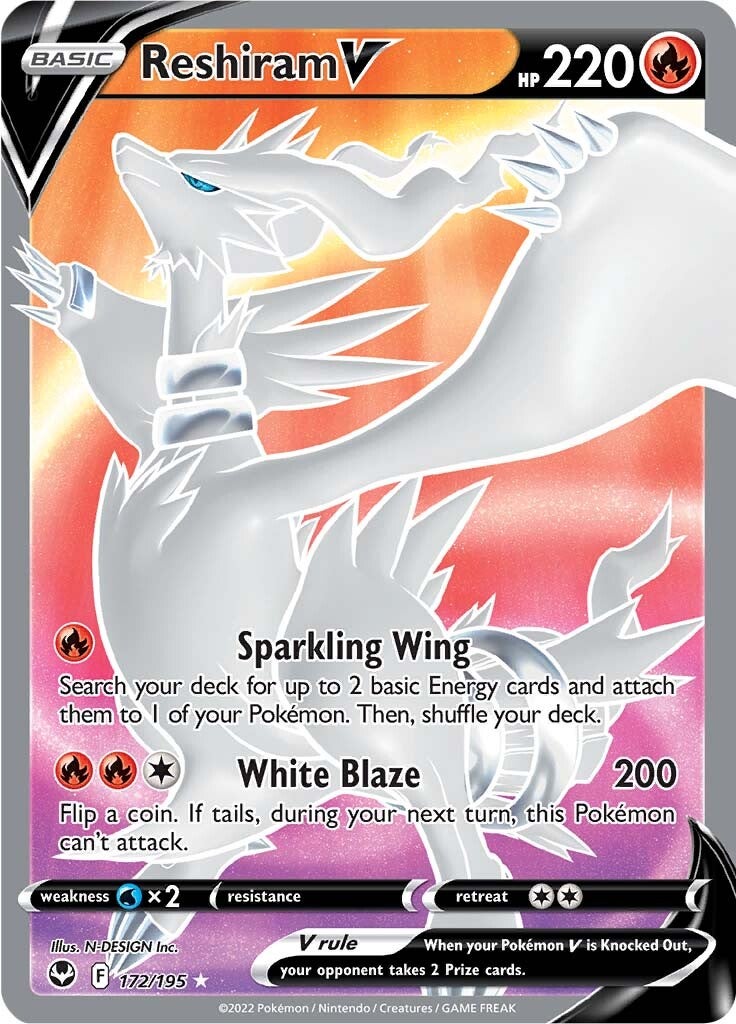 Reshiram V (172/195) [Sword & Shield: Silver Tempest] | Exor Games Bridgewater