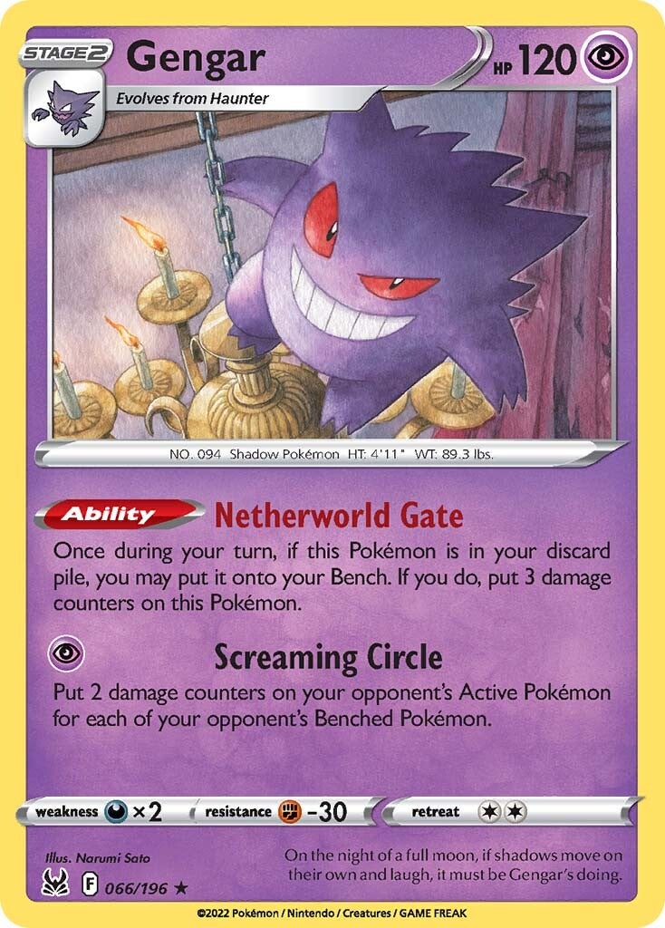 Gengar (066/196) (Theme Deck Exclusive) [Sword & Shield: Lost Origin] | Exor Games Bridgewater