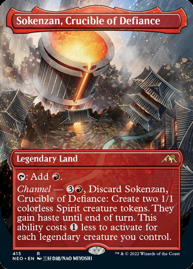 Sokenzan, Crucible of Defiance (Borderless Alternate Art) [Kamigawa: Neon Dynasty] | Exor Games Bridgewater