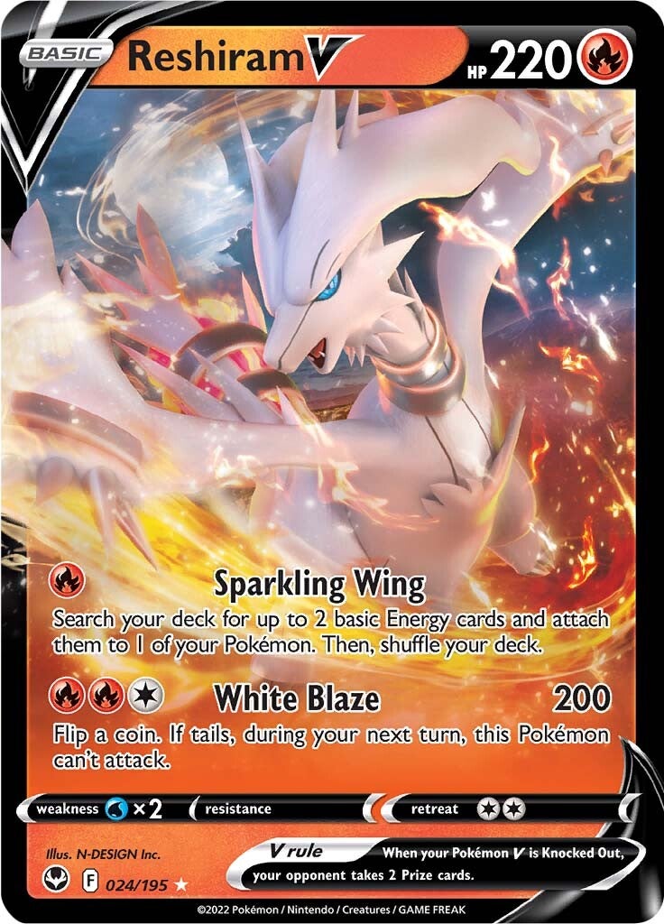 Reshiram V (024/195) [Sword & Shield: Silver Tempest] | Exor Games Bridgewater