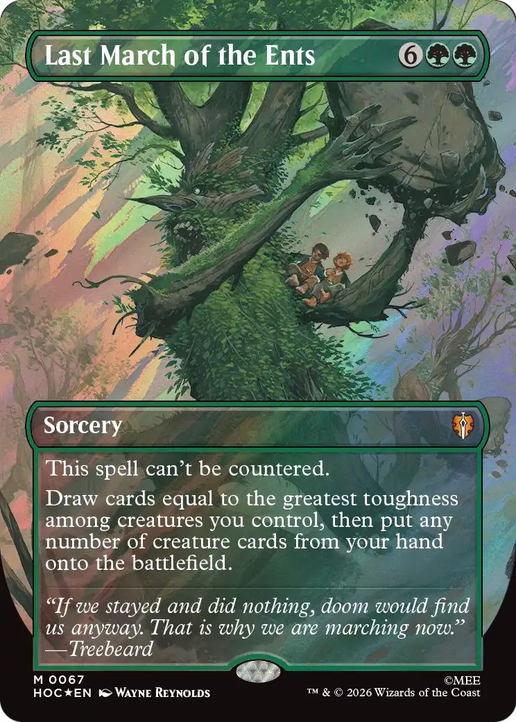 Last March of the Ents (Borderless) (Surge Foil) [The Hobbit: Eternal-Legal] | Exor Games Bridgewater