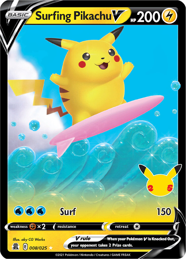 Surfing Pikachu V (008/025) [Celebrations: 25th Anniversary] | Exor Games Bridgewater