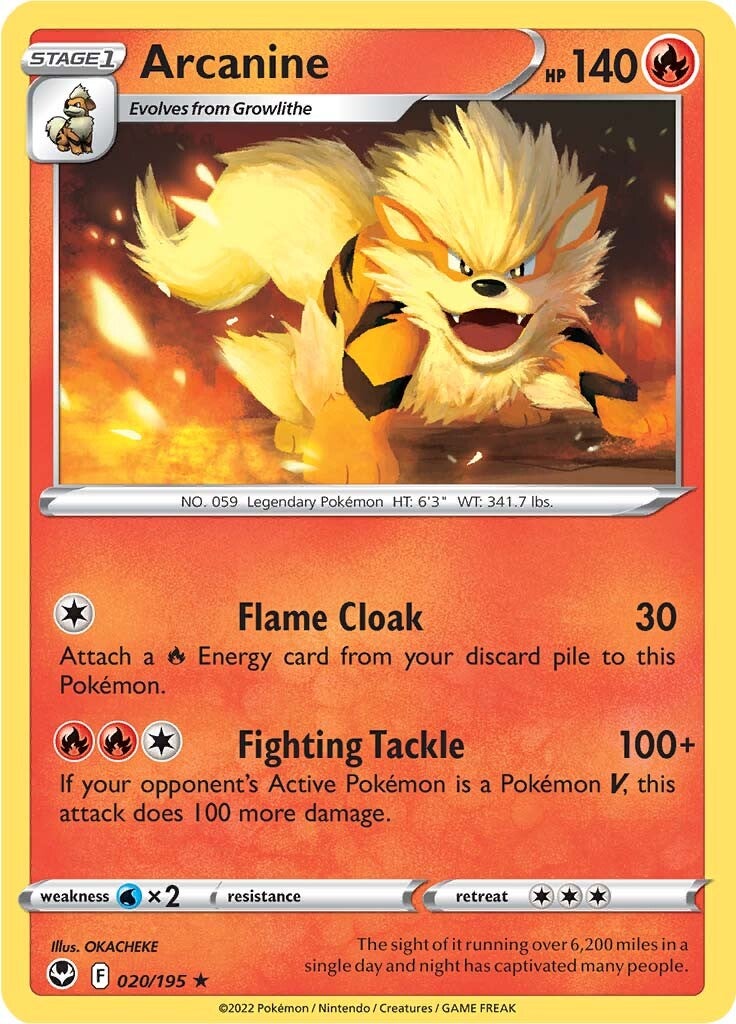 Arcanine (020/195) [Sword & Shield: Silver Tempest] | Exor Games Bridgewater