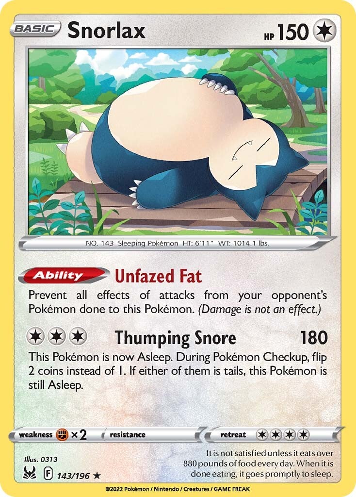 Snorlax (143/196) [Sword & Shield: Lost Origin] | Exor Games Bridgewater