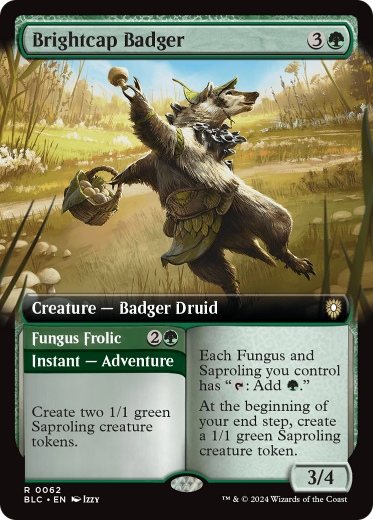 Brightcap Badger // Fungus Frolic (Extended Art) [Bloomburrow Commander] | Exor Games Bridgewater