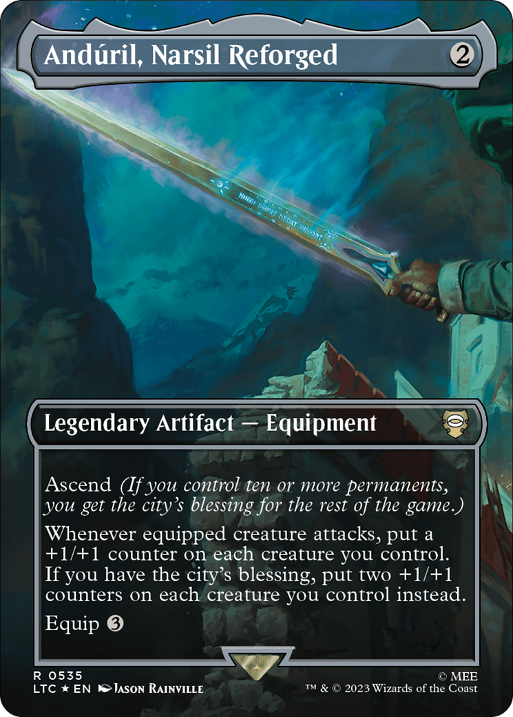 Anduril, Narsil Reforged (Borderless) (Surge Foil) [The Lord of the Rings: Tales of Middle-Earth Commander] | Exor Games Bridgewater