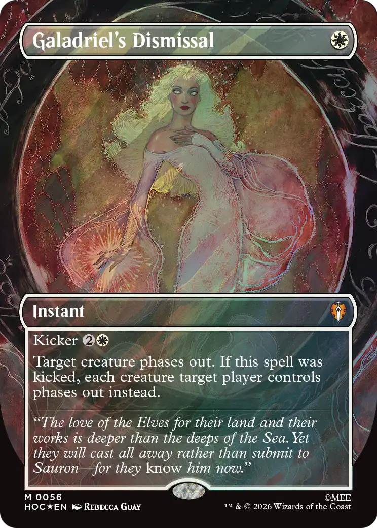 Galadriel's Dismissal (Borderless) (Surge Foil) [The Hobbit: Eternal-Legal] | Exor Games Bridgewater